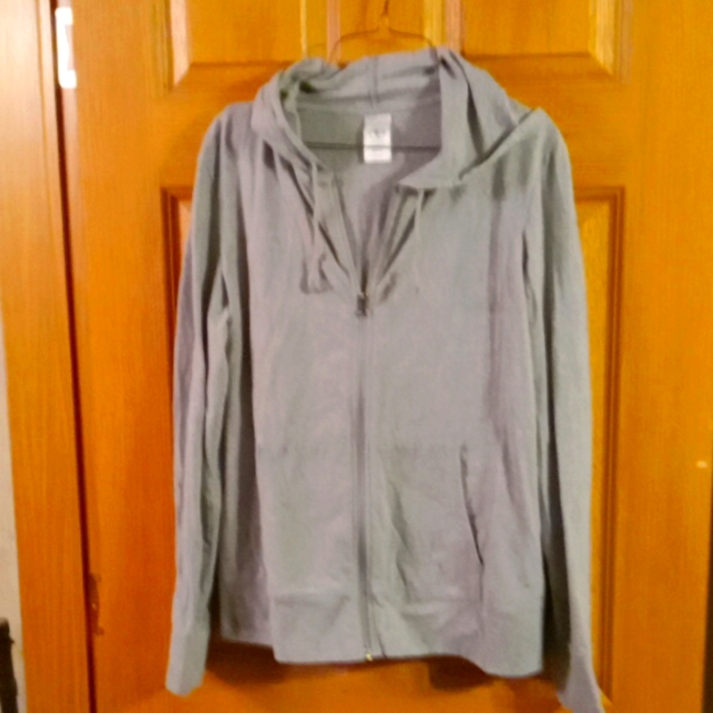 Grey front zipper sweatshirt